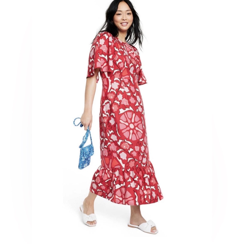 RHODE x Target Zinnia Floral Bell Sleeve Midi Dress Size 10 - Picture 2 of 11